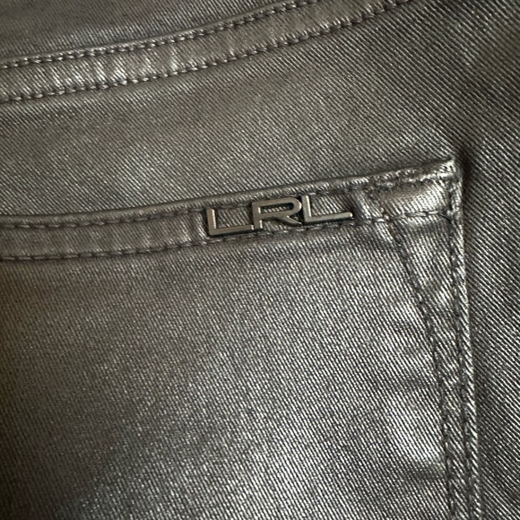 LRL Ralph Lauren Jeans Women 8 Black Modern Skinny Pants Wax Coated Leather-like - Picture 8 of 8